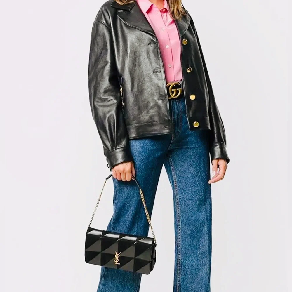 RARE🌹Saint Laurent Jamie bag suede leather YSL purse rive gauche patchwork bag - Picture 3 of 16